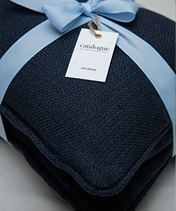 Pair of Navy Blue Rectangular cushions with goose down filling (46 x 36)